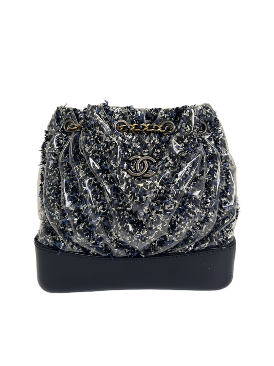 CHANEL Sheer Tweed & Vinyl Bucket Bag