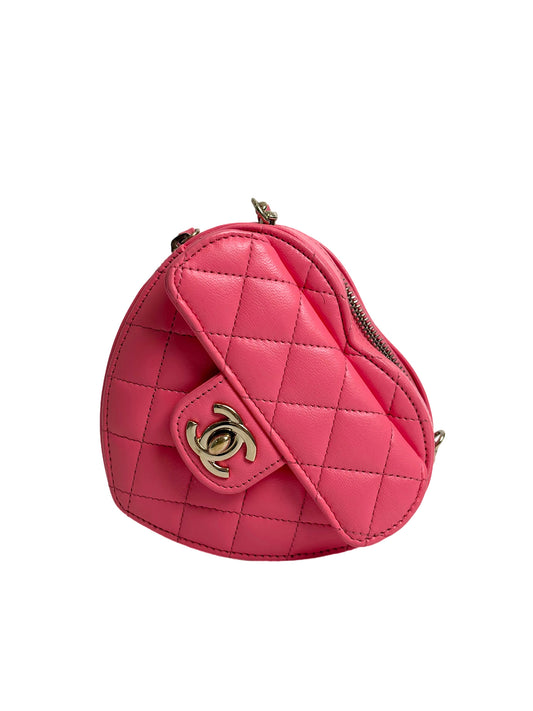 CHANEL heart quilted lambskin crossbody bag