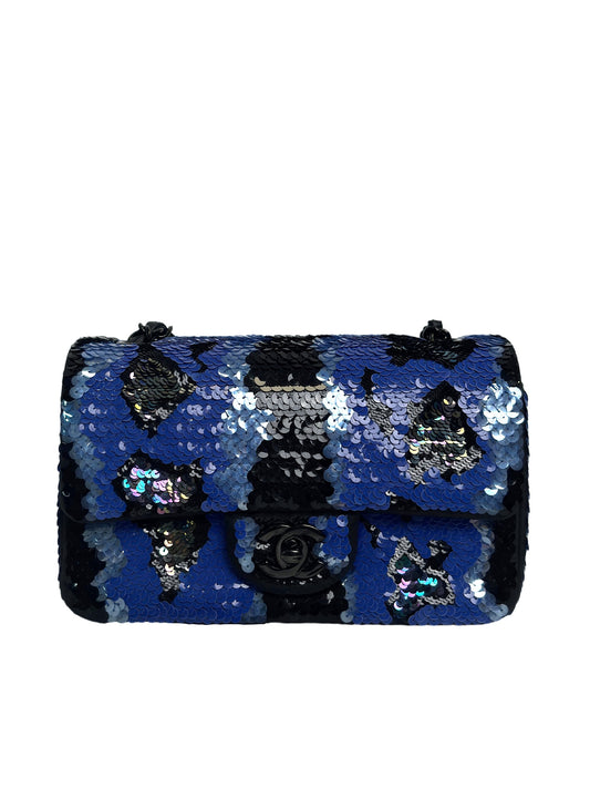 CHANEL Blue Sequin Flap Bag
