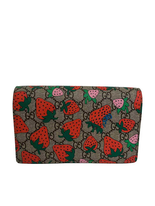 GUCCI GG Supreme Strawberry Print Wallet