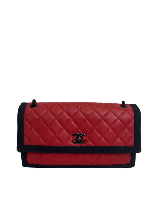 CHANEL Red Quilted Flap Crossbody Bag