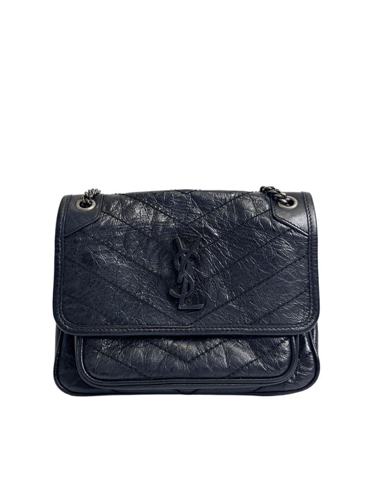 YSL niki quilted crinkled leather crossbody bag