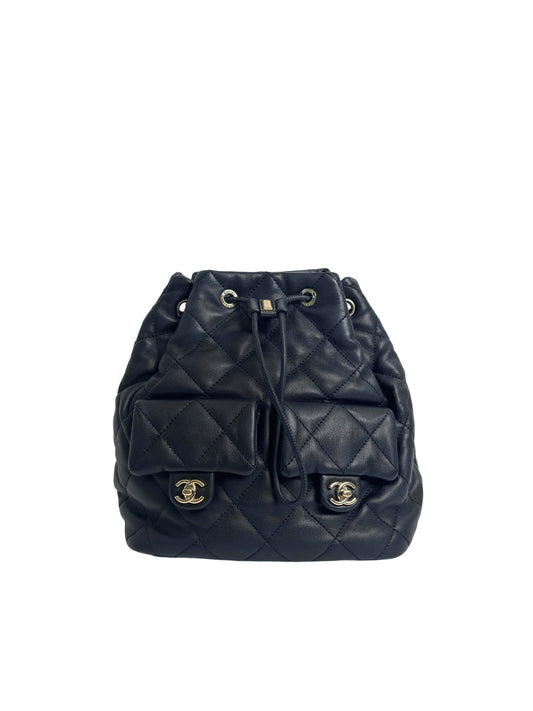 CHANEL 23b collection quilted calfskin drawstring backpack