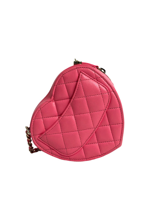 CHANEL heart quilted lambskin crossbody bag