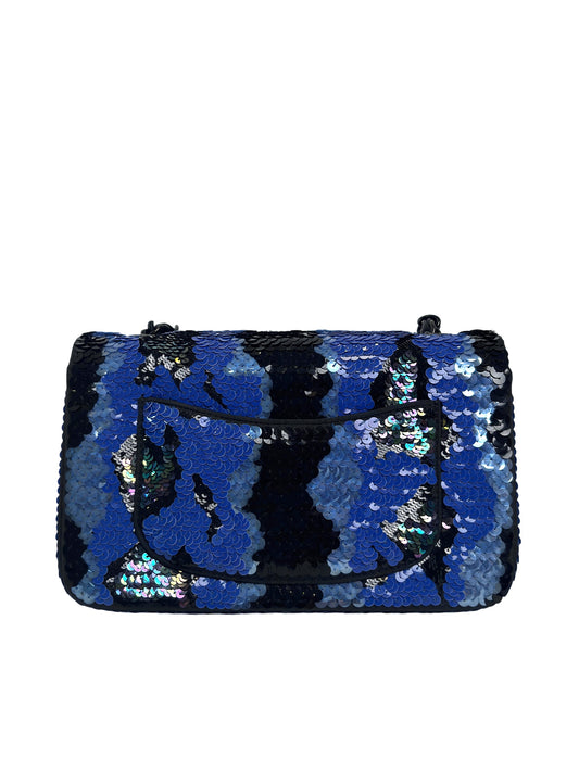CHANEL Blue Sequin Flap Bag