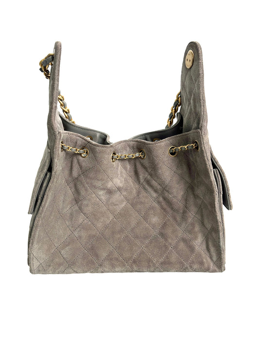 CHANEL 25 bag quilted suede hobo bag